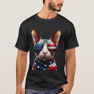 Camiseta Gato Sphynx 4 De Julho Dia Da Independência Dono A