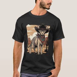 Camiseta Gato Sphynx Caubói Gato Pai Gato Sem Pelo Pet Sphy