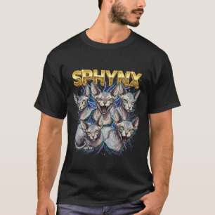 Camiseta Gato Sphynx Design Cósmico Elétrico para Homens, M