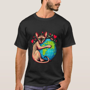 Camiseta Gato Sphynx Dia da Terra Abraço Amor Dono Amante d