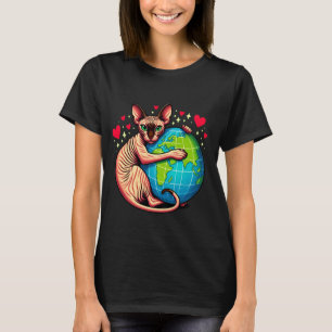 Camiseta Gato Sphynx Dia da Terra Abraço Amor Dono Amante d