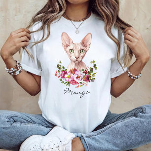 Camiseta Gato Sphynx em Aquarela