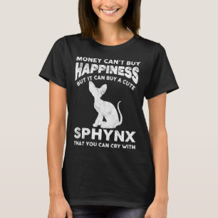 Camiseta Gato Sphynx Engraçado Amante Dinheiro Não Pode Com