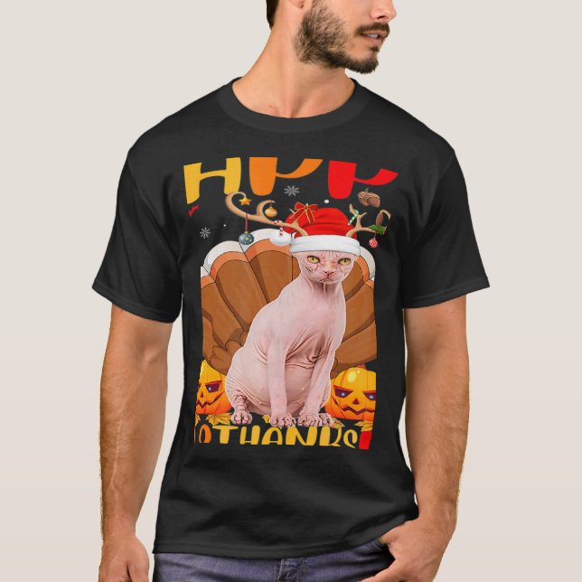 Camiseta Gato Sphynx Feliz Gato Sphynx Hellothanksmas (Frente)
