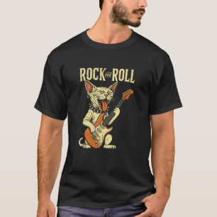 Camiseta Gato Sphynx Legal Tocando Violão Música de Rock Di