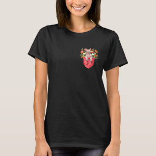 Camiseta Gato Sphynx No Bolso Floral Família Correspondente