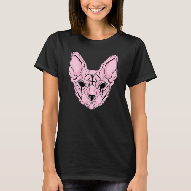 Camiseta Gato Sphynx Pastel Gótico (Frente)