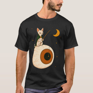 Camiseta Gato Sphynx Pescando Olho