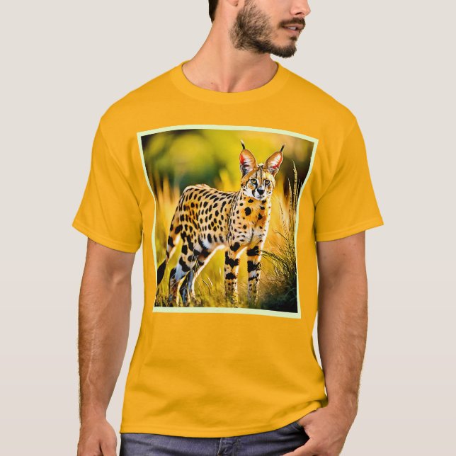 Camiseta Gato Spotado de Savannah Serval Africano (Frente)