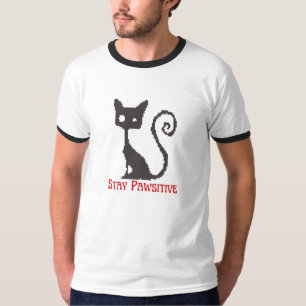 Camiseta Gato Stay Pawsitive – Blusa de Positivida