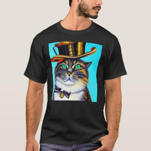 Camiseta Gato Steampunk Fantasia Gótica AI