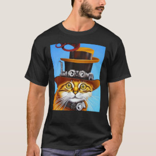 Camiseta Gato Steampunk Steam Punk Gatinho Fantasia Gótico 