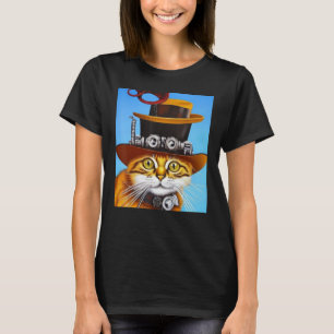 Camiseta Gato Steampunk Vapor Punk Gatinho Fantasia Gótico