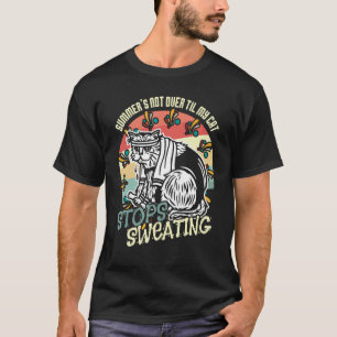 Camiseta Gato Suado de Adulto no Calor do Verão
