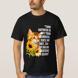 Camiseta Gato "Suave Mas Forte" com Girassóis Cita T-Shir