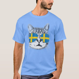 Camiseta Gato Sueco Bandeira da Suécia País Orgulho Homens