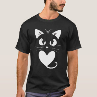 Camiseta Gato-Suéter-Colo Coração de Gato para Gato de Amor