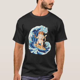 Camiseta Gato Surfando E Comendo Sushi Gato