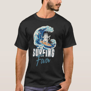Camiseta Gato Surfing Febre Praia Surfboard  Surfista