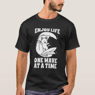 Camiseta Gato Surfista Prancha de Surf Ondas Surfrider Gato