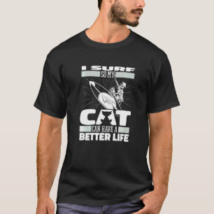 Camiseta Gato Surfista Prancha de Surf Ondas Surfrider Surf