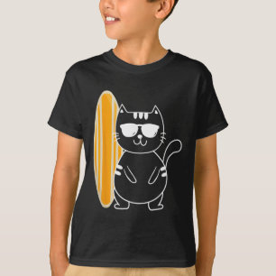 Camiseta Gato Surfista - Pranchas de Surf Praia Ondas do Oc