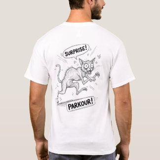 Camiseta gato surpreso ilustração engraçada meme design