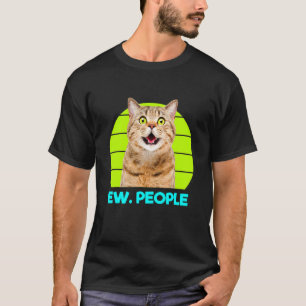 Camiseta Gato Surpreso Meow Pessoas Ew Ilustração Gráfica