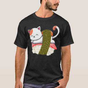 Camiseta Gato Sushi Gatinho Japonês Comida Sashimi