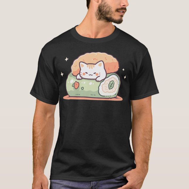 Camiseta Gato Sushi Kawaii (Frente)