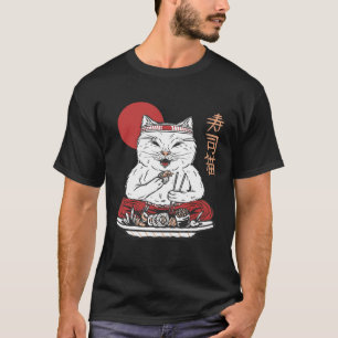 Camiseta Gato Sushi Pôr do Sol Japonês