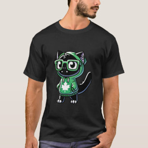 Camiseta Gato T-Rex Dia do Canadá Monstro Engraçado Bandeir