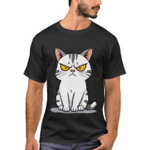 Gato Tabby Branco Mal-Humorado e Engraçado Olhando