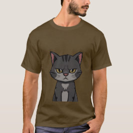 Camiseta Gato Tabby Carvão Engraçado Mal-Humorado Olhar Sas
