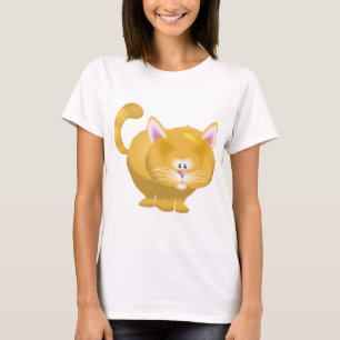 Camiseta Gato Tabby Gordinho Fofo de Cor Gengibre