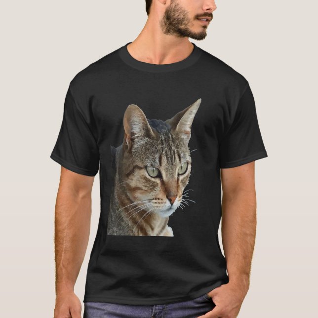 Camiseta Gato Tabby Impressionante Close Up Portrait Vector (Frente)