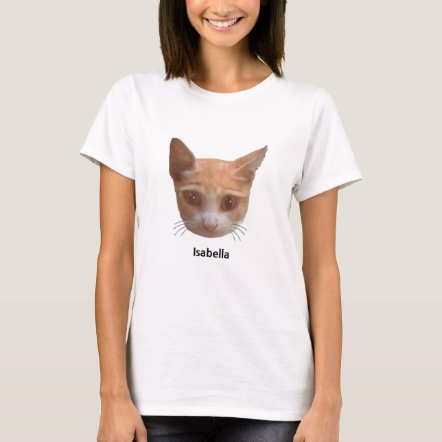 Camiseta Gato Tabby Laranja & Caligrafia (Frente)