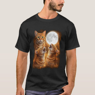 Camiseta Gato Tabby Laranja Design de Lua Uivando Gato Tabb
