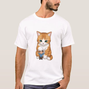 Camiseta Gato Tabby Laranja Gigante Gentilmente Acariciando