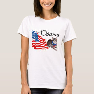 Camiseta Gato Tabby Patriota Americano para Obama