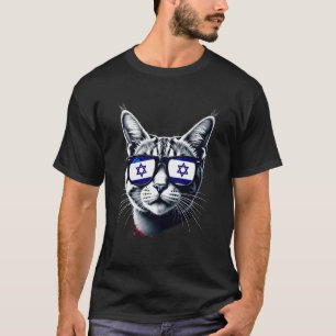 Camiseta Gato Tabby Patriótico Israel Bandeira Israelense