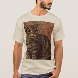 Camiseta Gato Tabby Vintage em Tapete Marroquino