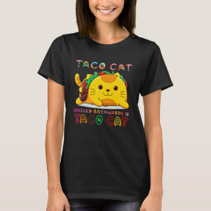 Camiseta Gato Taco Escrito ao Contrário Feliz Dia do Gato G