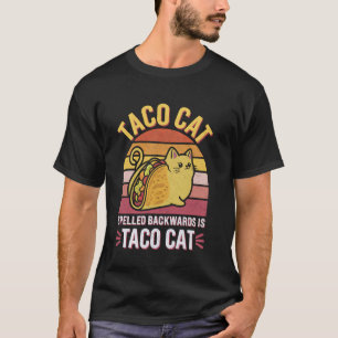Camiseta Gato Taco Escrito ao Contrário Gato Taco Presente
