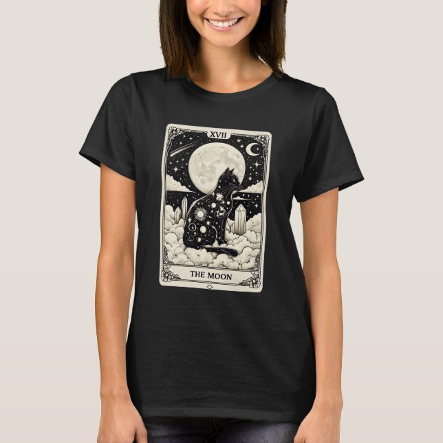Camiseta Gato Tarot O Gráfico Da Lua (Frente)
