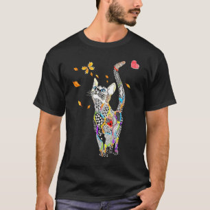 Camiseta Gato Tatuado Borboleta Gato Mãe T Adorável Amante