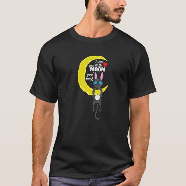Camiseta Gato te ama da Lua e volta (Frente)
