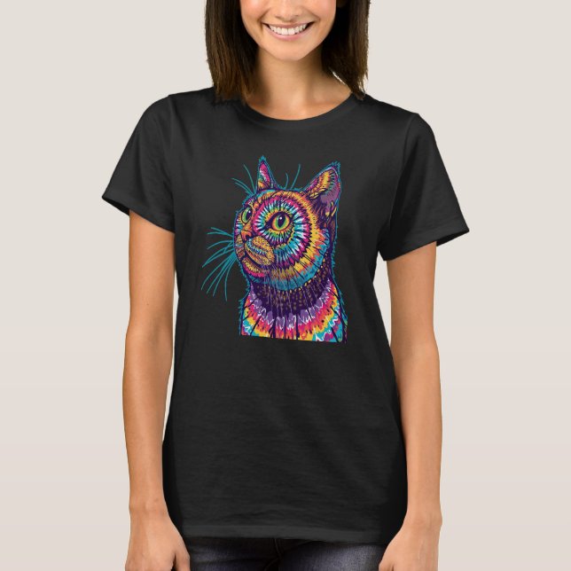 Camiseta Gato Tie Dye (Frente)