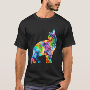 Camiseta Gato Tie Dye Colorido Felino Bonito