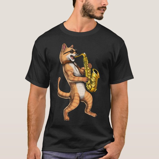 Camiseta Gato Toca Saxofone (Frente)